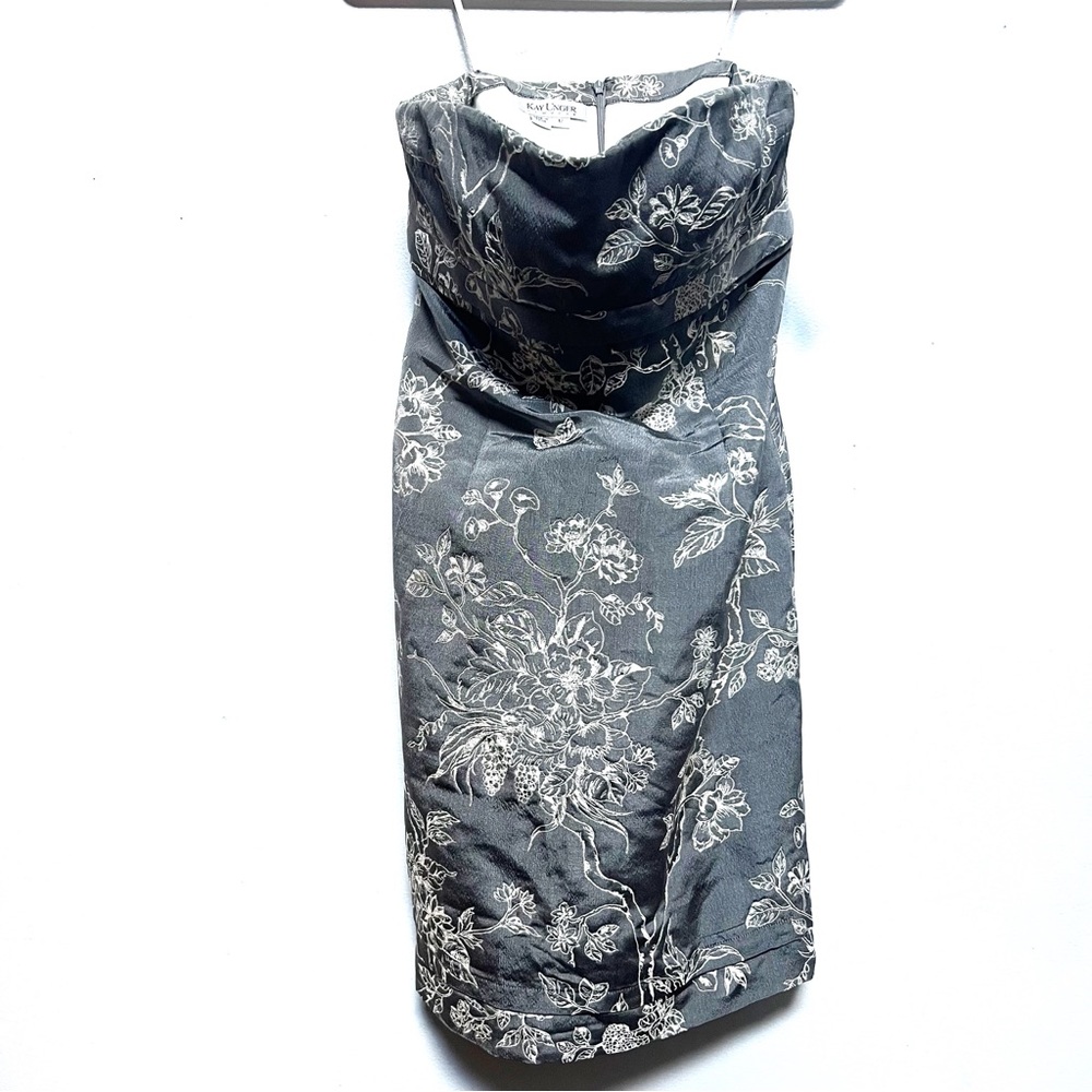 Kay Unger Gray Strapless Mini Dress